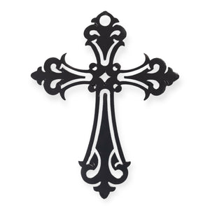 Decorative black cross on a white background